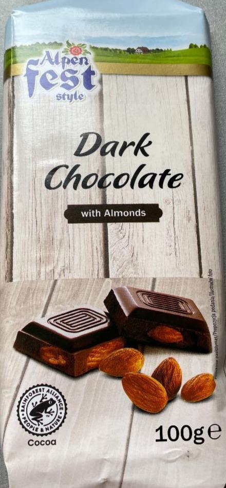 Fotografie - Dark Chocolate with Almonds Alpen fest stylu