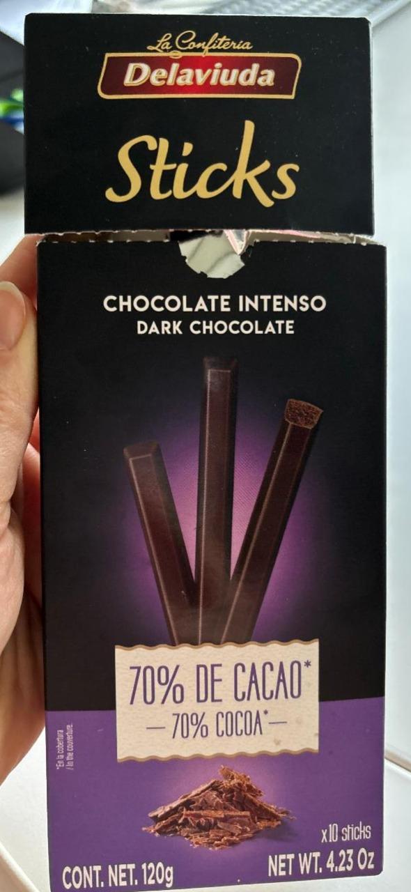 Fotografie - Sticks Chocolate Intenso Dark Chocolate 70% Cocoa Delaviuda