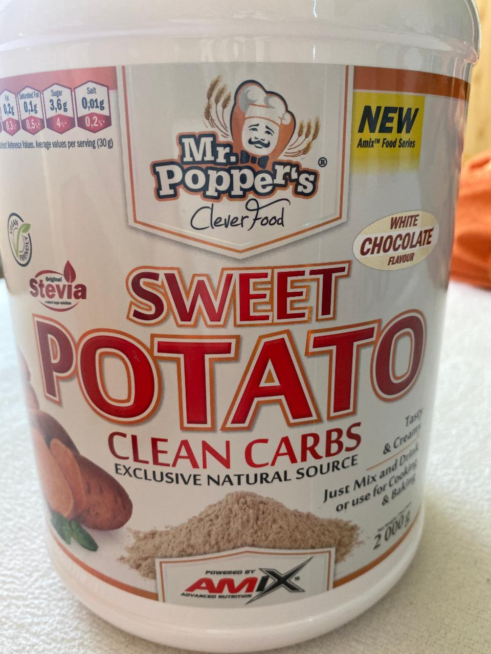 Fotografie - Mr. Popper´s Sweet Potato Clean Carbs White Chocolate flavour Amix Nutrition