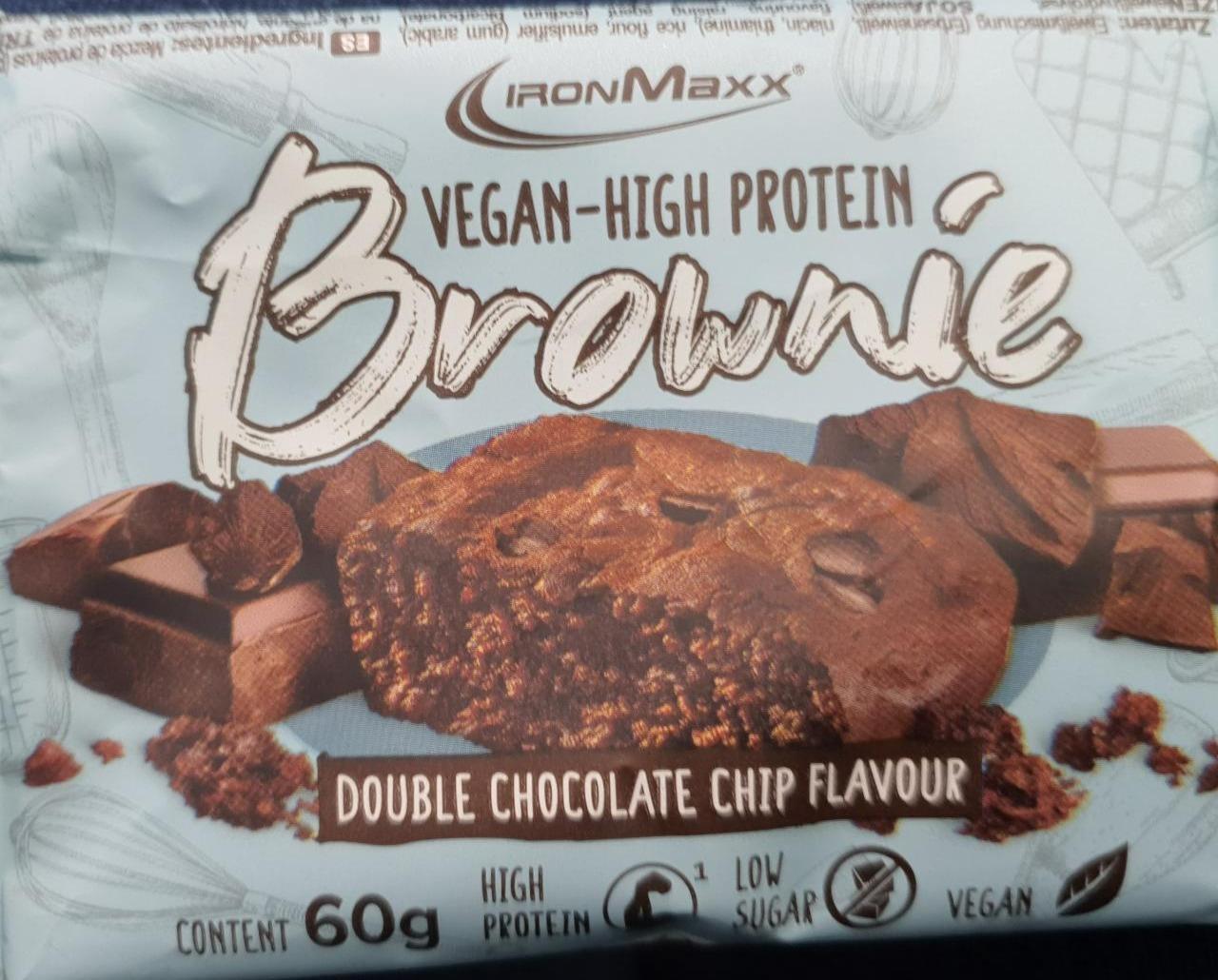 Fotografie - Vegan High protein Brownie Double Chocolate chip flavour IronMaxx