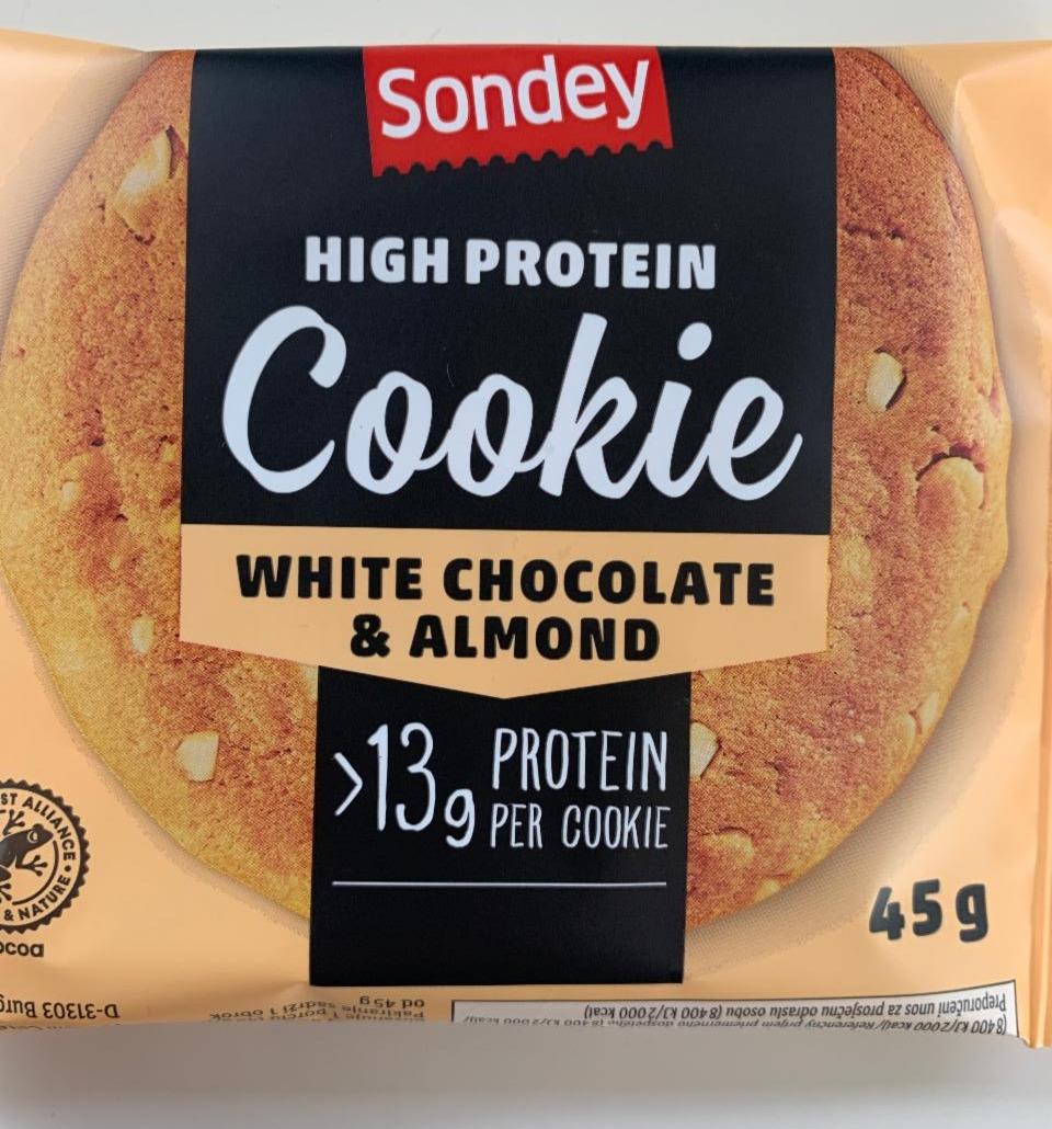 Fotografie - High protein Cookie White chocolate & almond Sondey