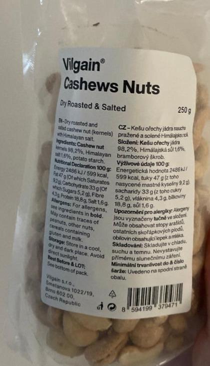 Fotografie - Cashew Nuts Dry Roasted & Salted Vilgain