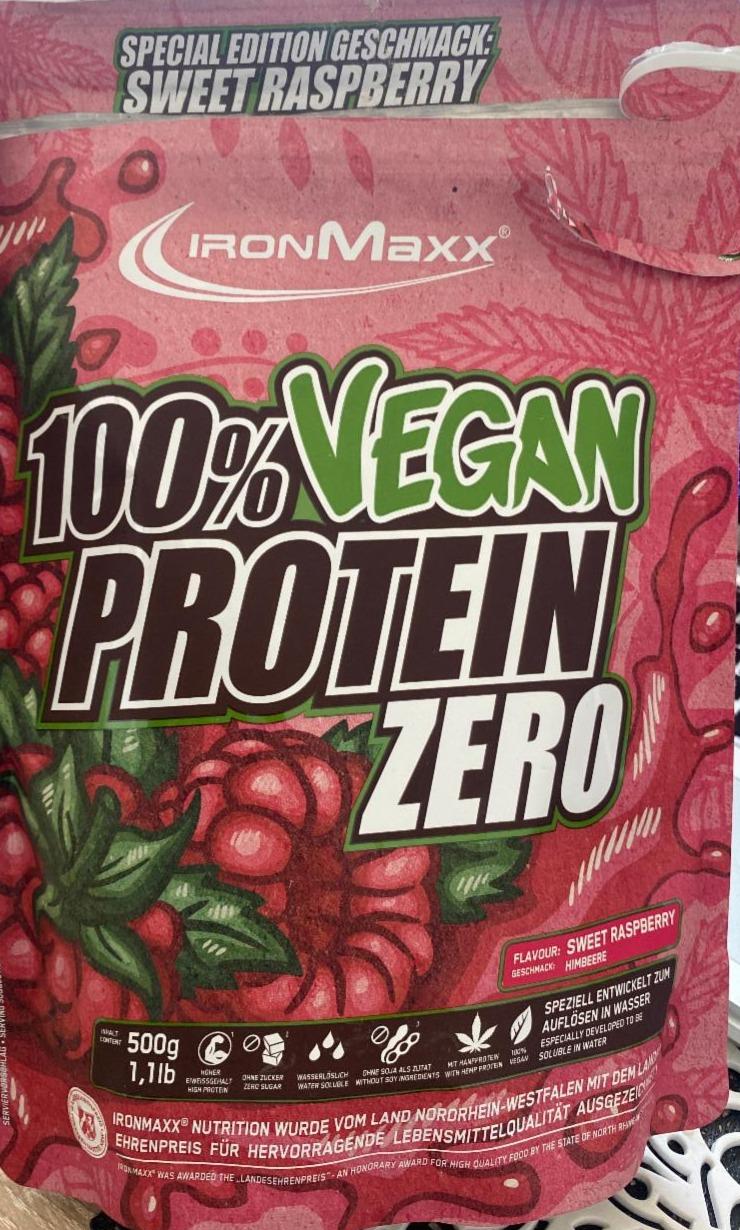 Fotografie - 100% Vegan Protein Zero Sweet Raspberry IronMaxx