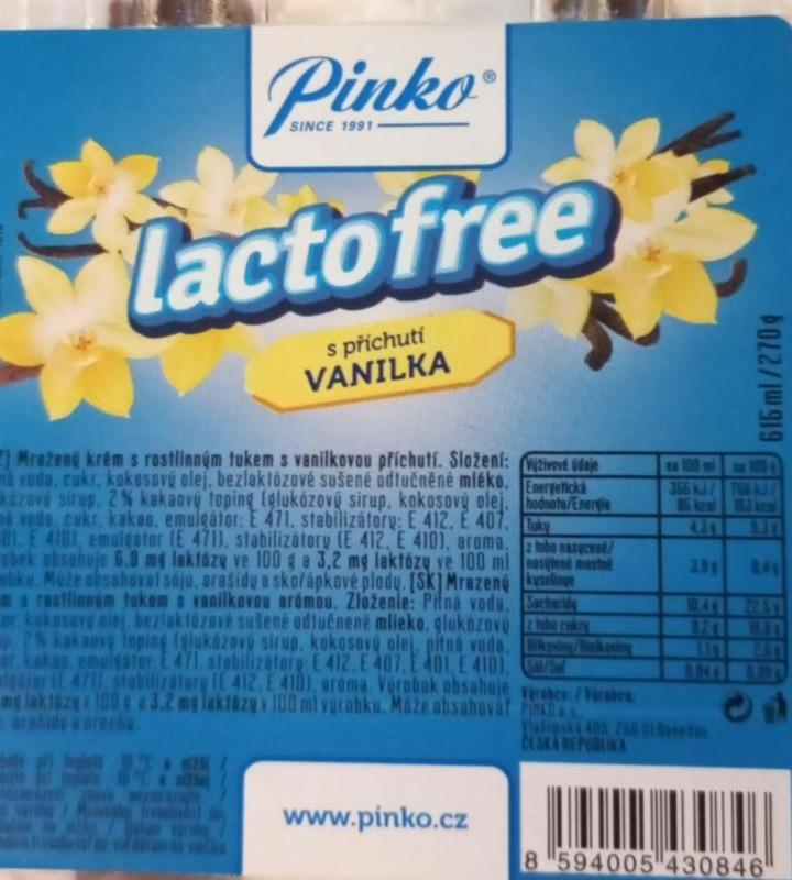 Fotografie - mražený krém vanilkový Pinko LACTOFREE