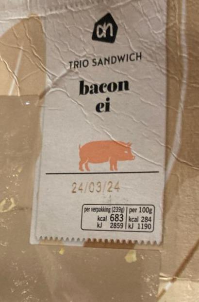 Fotografie - Trio sandwich bacon ei Albert Heijn