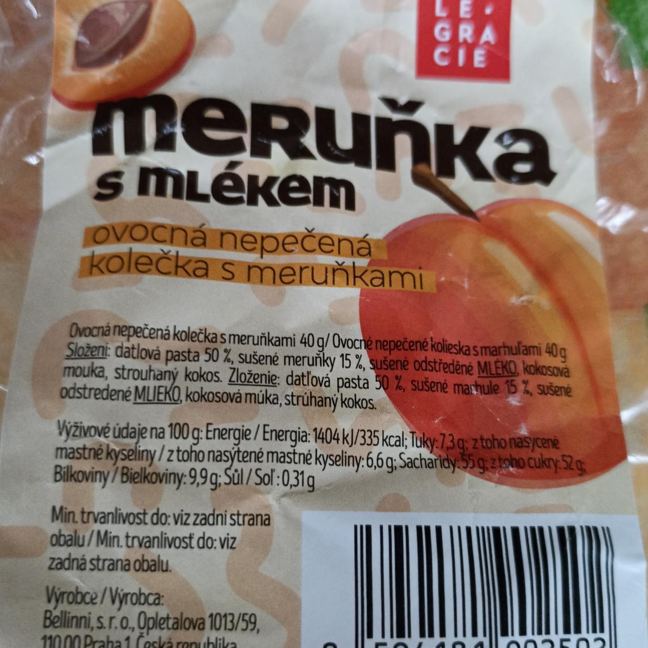 Fotografie - Meruňka s mlékem ovocná nepečená kolečka s meruňkami LeGracie