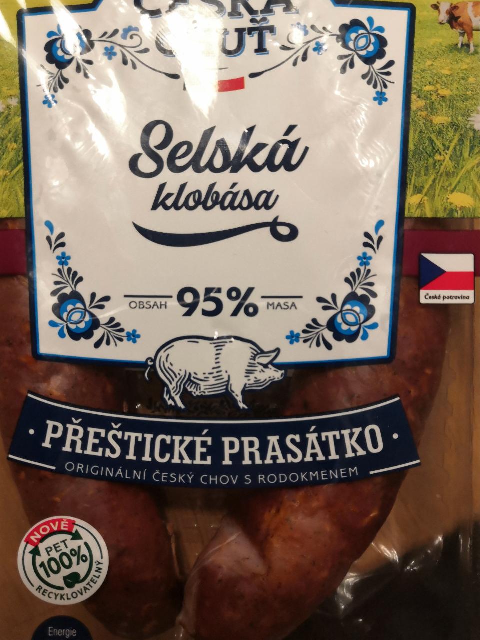 Fotografie - Selská klobása 95% masa Česká chuť