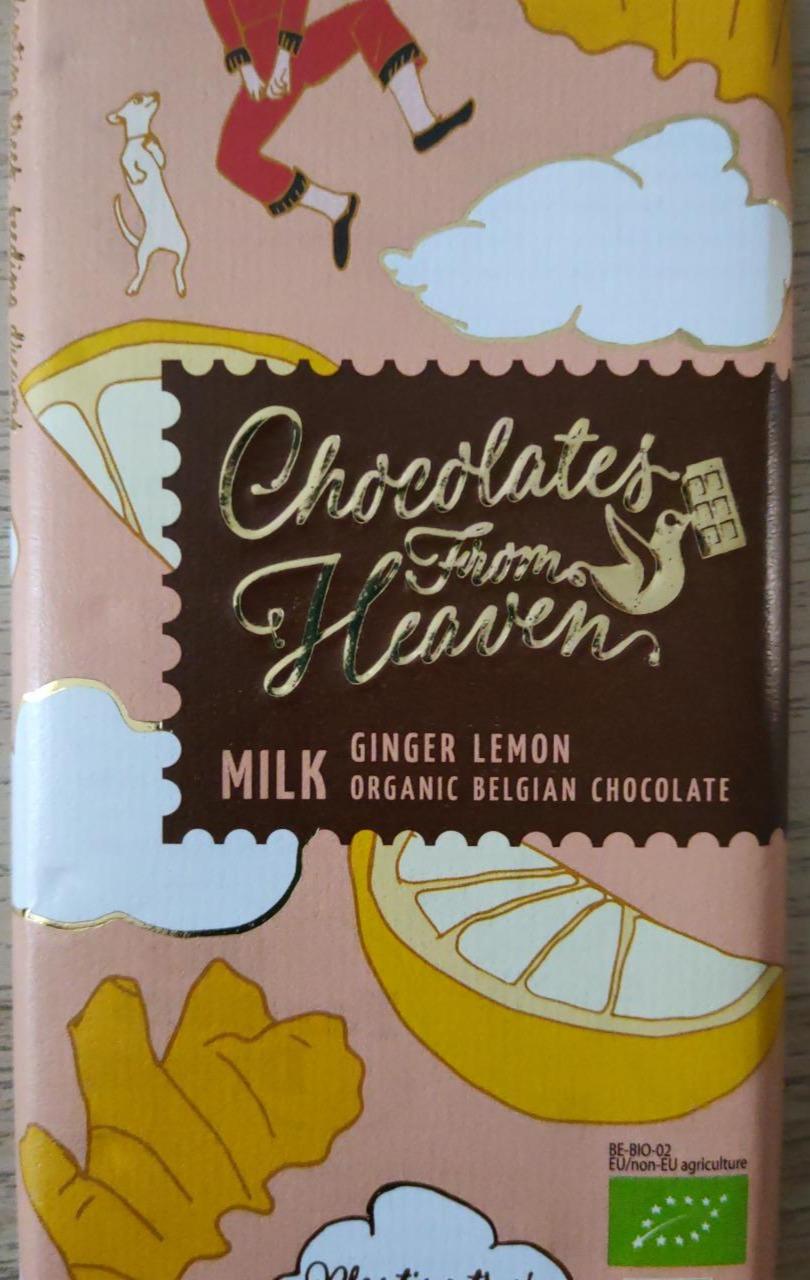 Fotografie - BIO mléčná čokoláda se zázvorem a citronem 37% Chocolates from Heaven