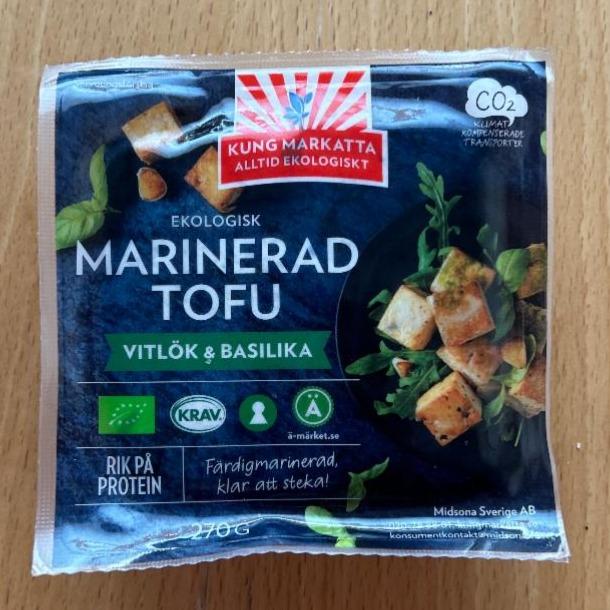 Fotografie - Ekologisk Marinerad Tofu Vitlök & Basilika Kung Markatta