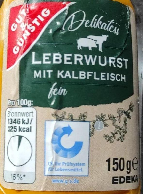 Fotografie - Delikatess Leberwurst mit Kalbfleisch fein Gut & Günstig