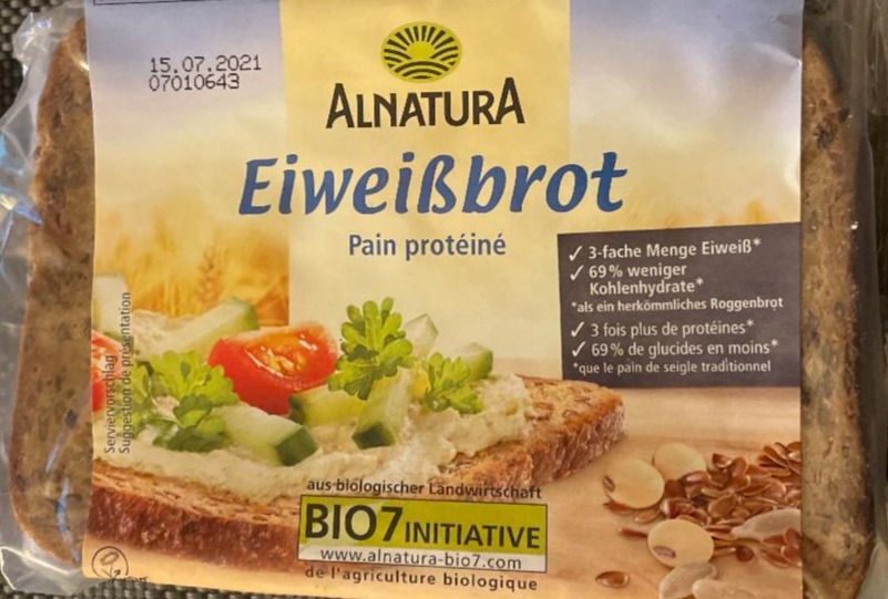Fotografie - Eiweissbrot bílkovinný chléb bio Alnatura