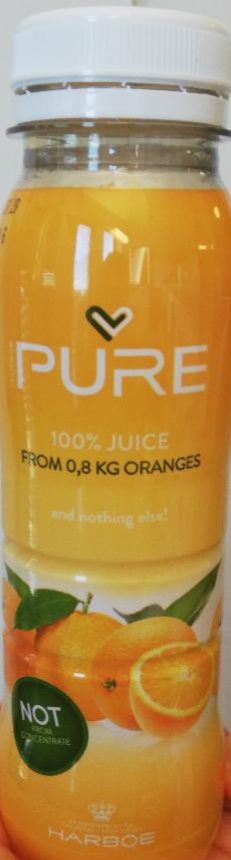 Fotografie - Pure 100% juice from 0,8 kg oranges Harboe