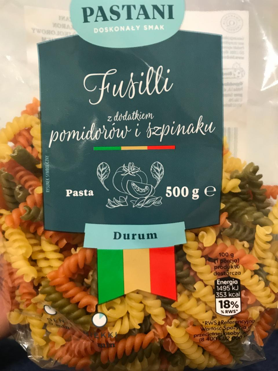 Fotografie - Fusilli z dodatkiem pomidorów i szpinaku Pastani