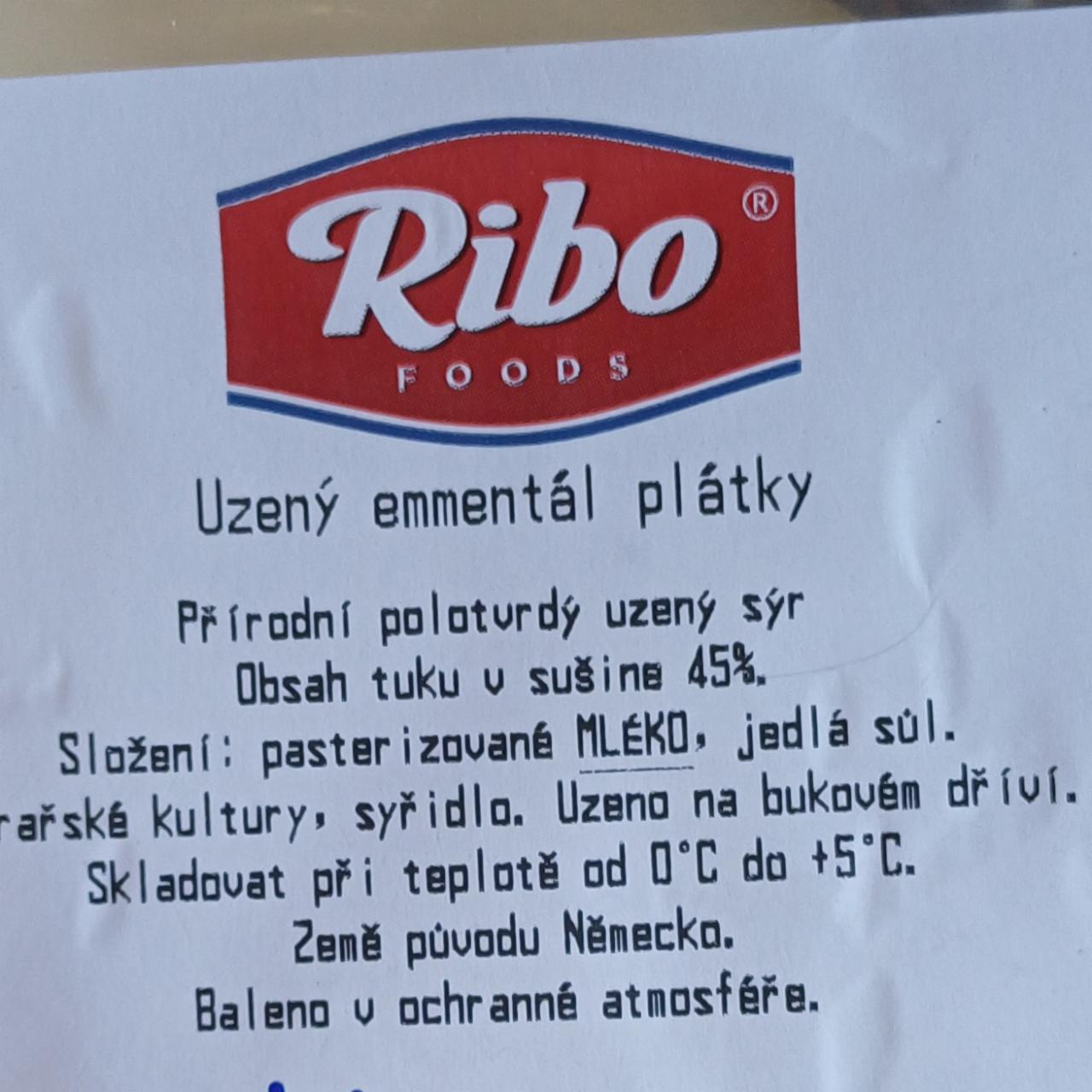 Fotografie - Uzený emmentál plátky 45% Ribo foods