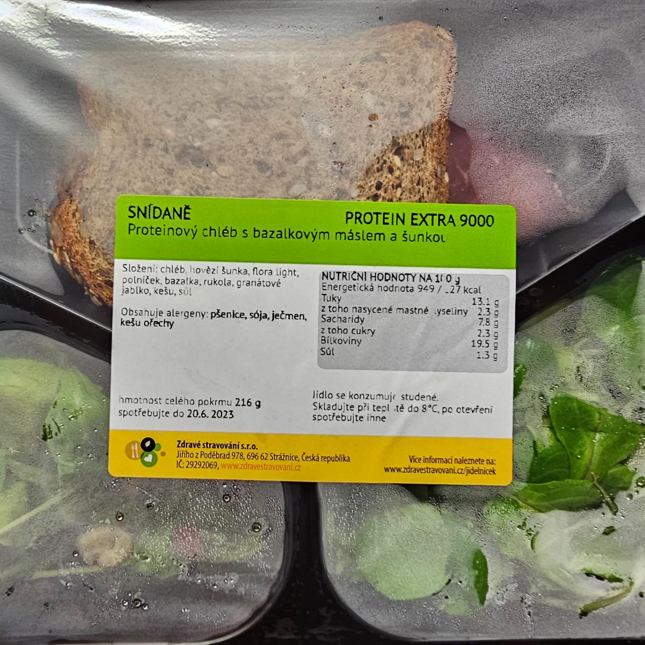 Fotografie - Proteinový chléb s bazalkovým máslem a šunkou PROTEIN EXTRA 9000 Zdravé stravování