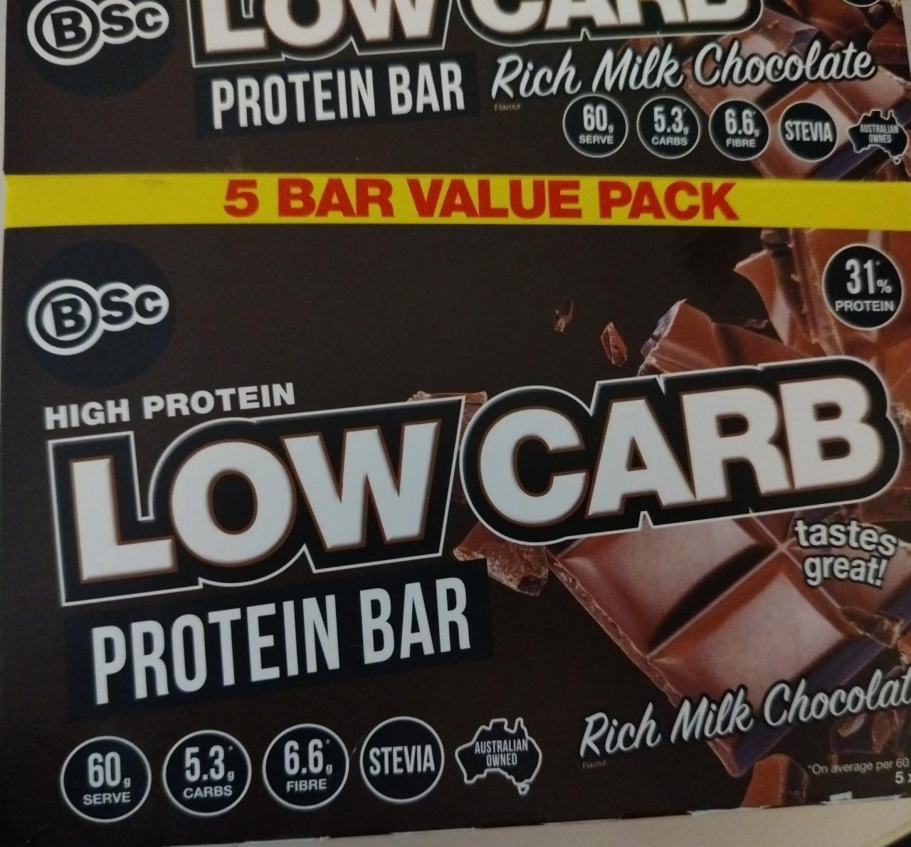 Fotografie - High protein Low Carb Protein Bar Rich Milk Chocolate BSc