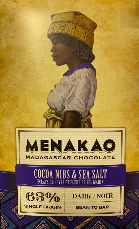 Fotografie - Madagaskar Chocolate 63% dark Cocoa nibs & Sea Salt Menakao