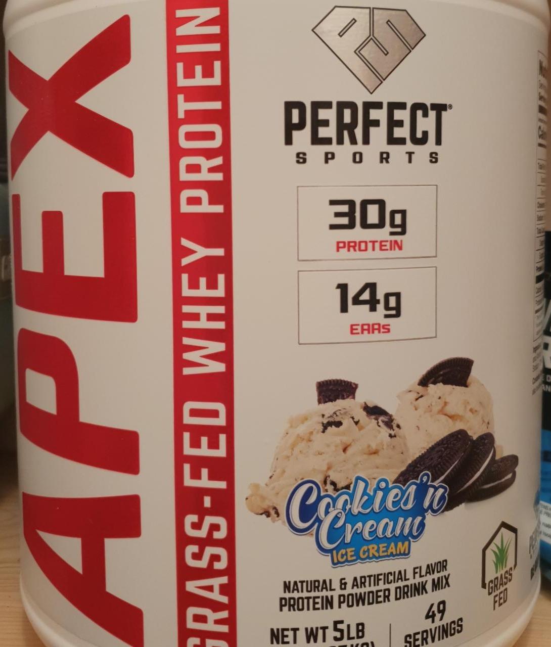Fotografie - Apex Grass-Fed Whey Protein Cookies 'n cream Perfect Sports