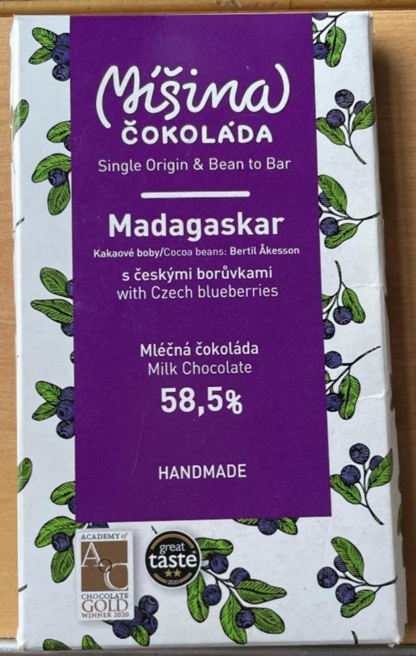 Fotografie - Míšina čokoláda Madagaskar s českými borůvkami mléčná 58,5%