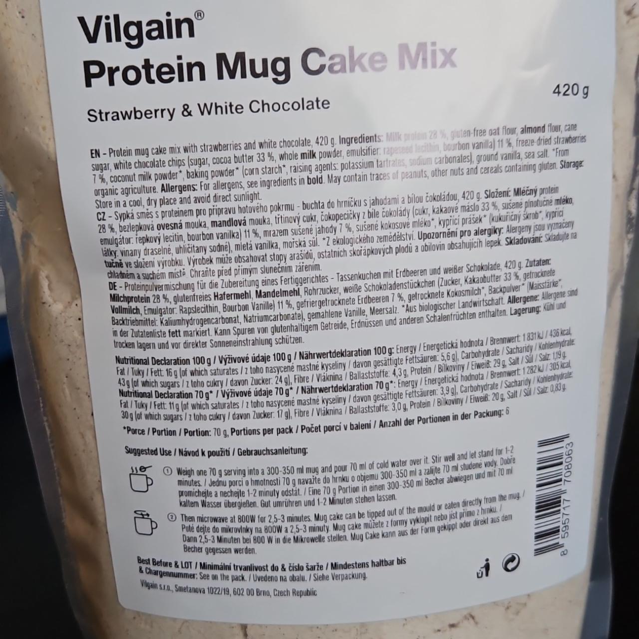 Fotografie - Protein Mug Cake Strawberry & White Chocolate Vilgain