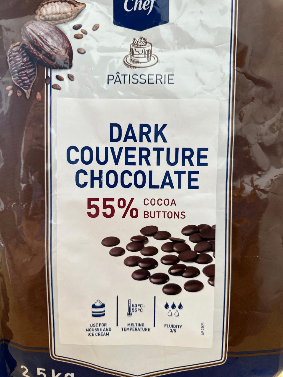 Fotografie - Dark Couverture Chocolate 55% Cocoa Buttons Metro Chef