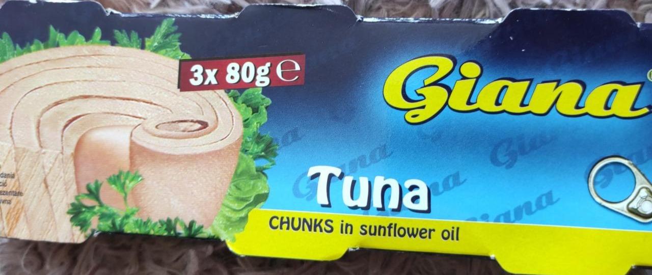 Fotografie - Tuna CHUNKS in sunflower oil Giana