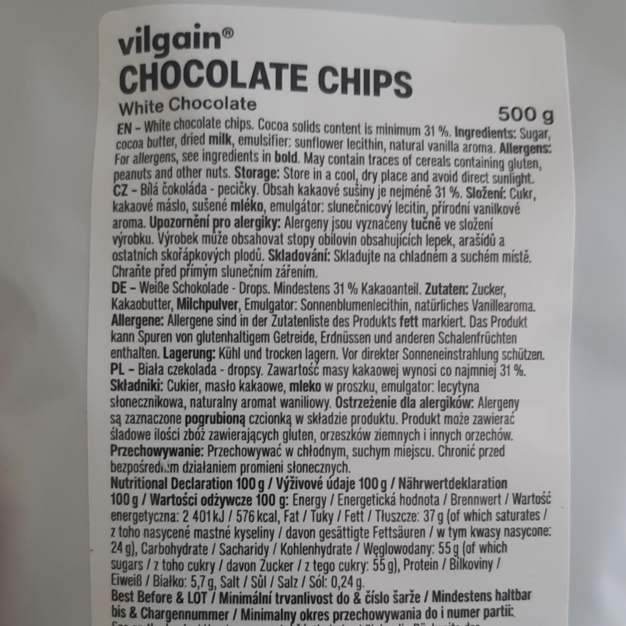 Fotografie - Chocolate Chips White Chocolate Vilgain