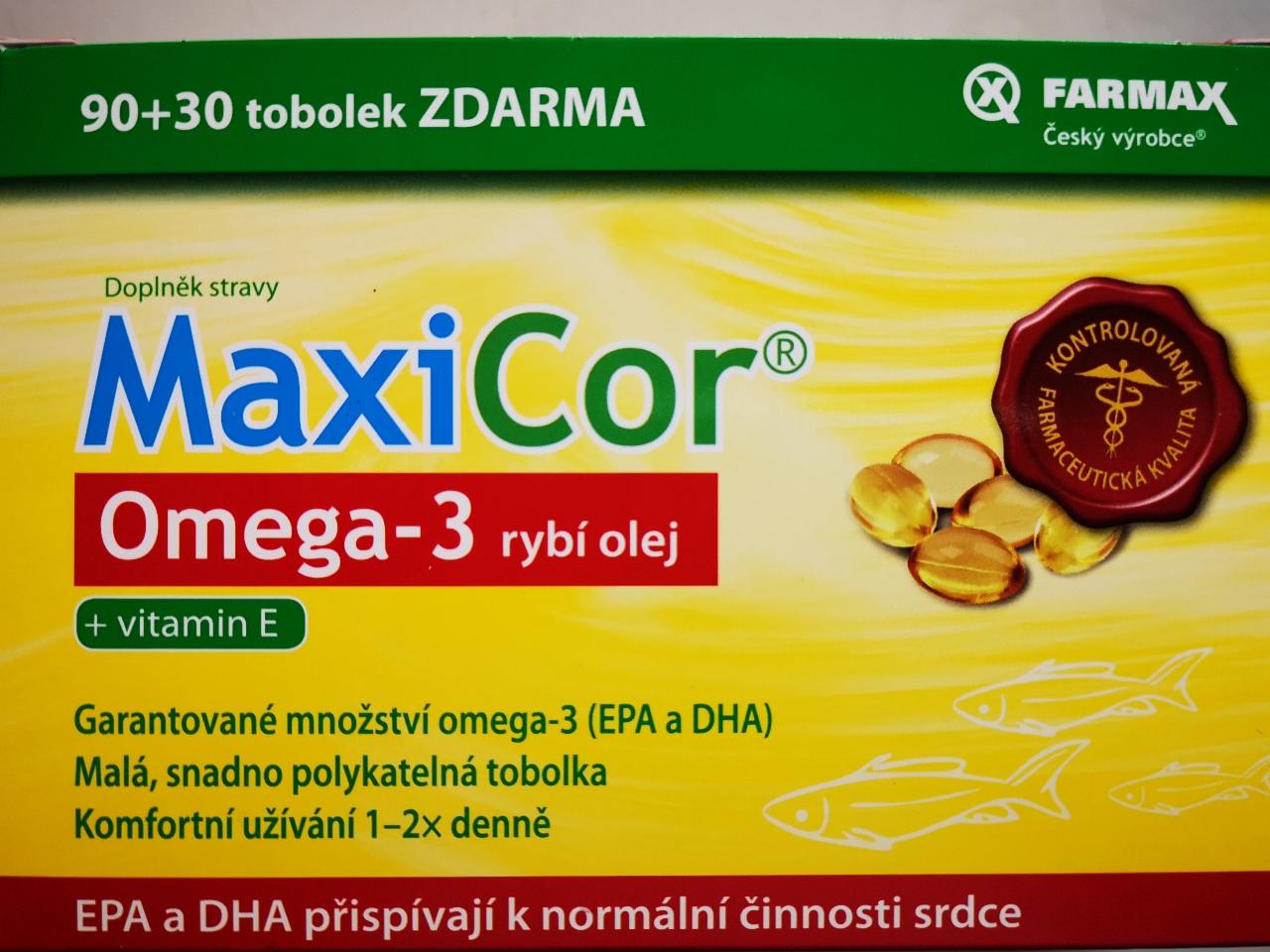 Fotografie - MaxiCor Omega-3 rybí olej Farmax