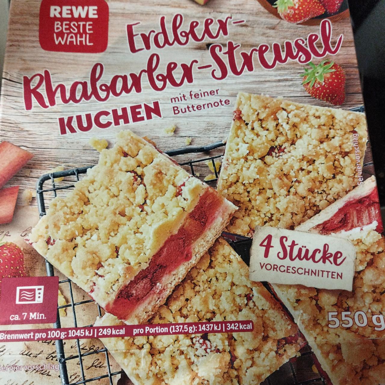 Fotografie - Erdbeer-Rhabarber-Streusel Kuchen Rewe Beste Wahl