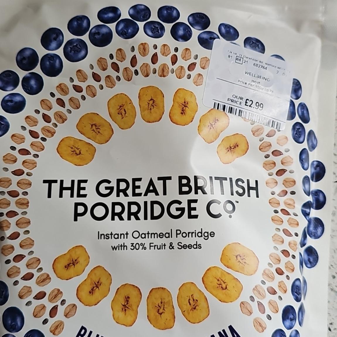 Fotografie - Instant Oatmeal Porridge with 30% Fruit & Seeds The Great British Porridge Co.