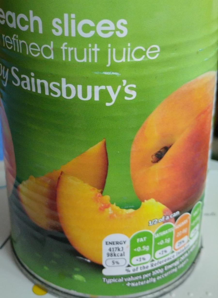 Fotografie - Peach slices in refined fruit juice by Sainsbury's