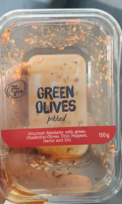 Fotografie - Zelené olivy bez pecky, s chilli, česnekem a koprem