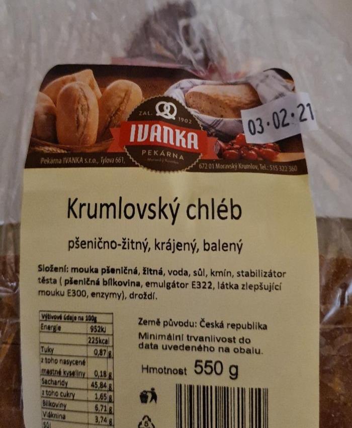 Fotografie - Krumlovský chléb pšenično-žitný Ivanka pekárna