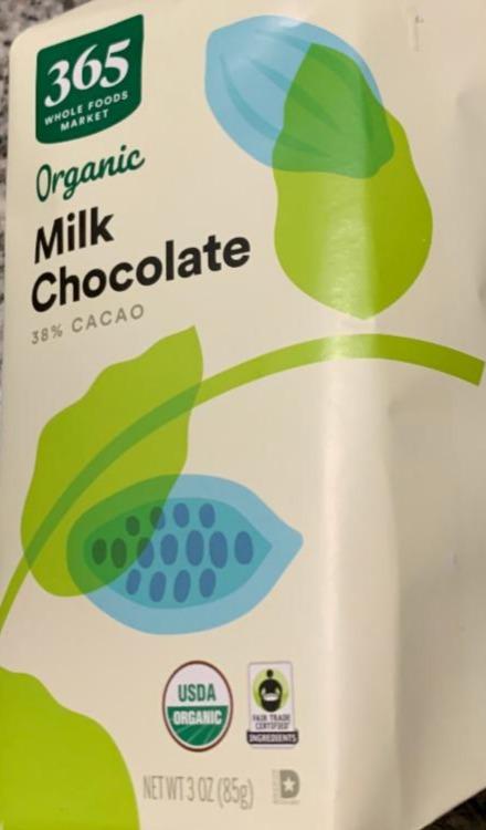 Fotografie - Organic Milk Chocolate 38% Cacao Whole foods market
