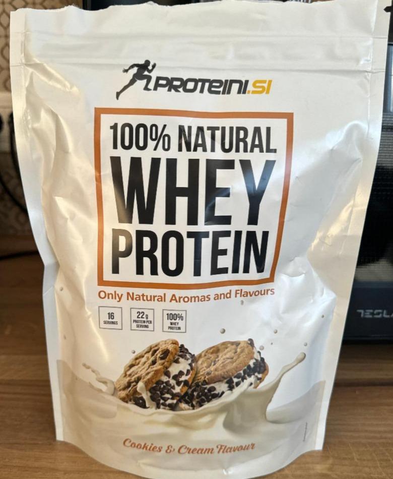 Fotografie - 100% Natural Whey Protein Cookies & Cream Proteini.si