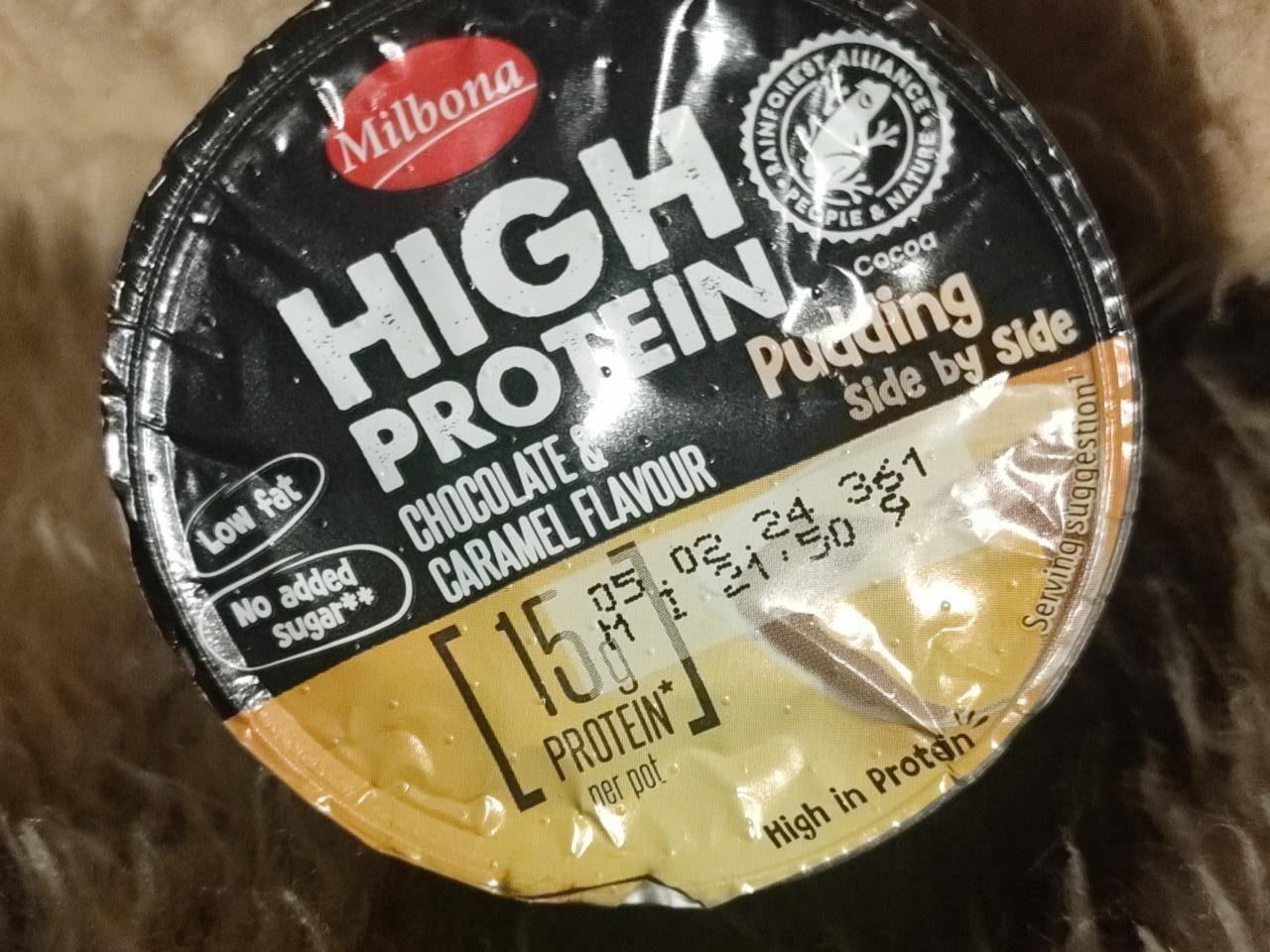 Fotografie - High Protein Chocolate & Caramel Flavour Pudding Milbona