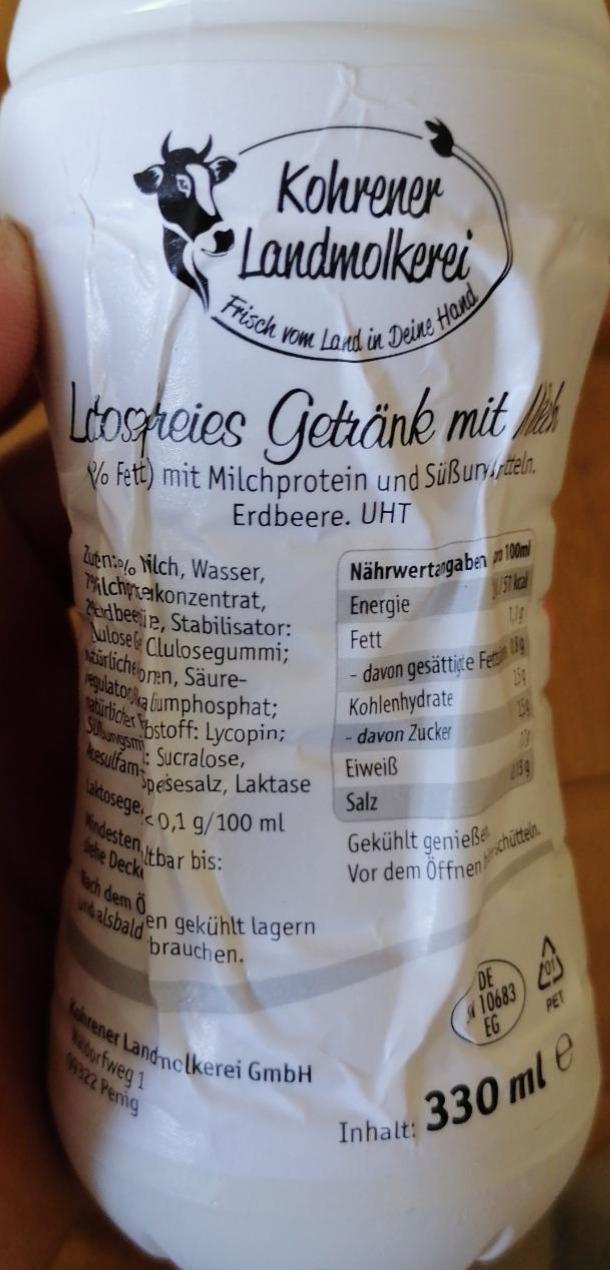 Fotografie - Laktosefreies Getränk milch Kohrener Landmolkerei