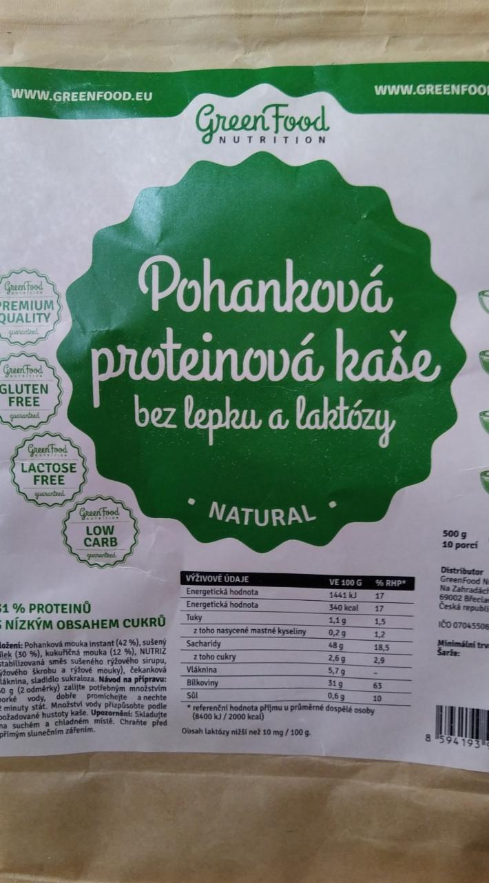 Fotografie - Pohanková proteinová kaše bez lepku a laktózy Natural GreenFood Nutrition
