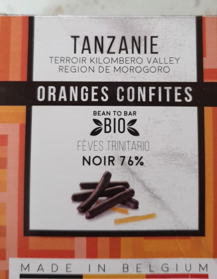 Fotografie - Bio pomeranč v hořké čokoládě 76% kakka Kilombero Tanzanie