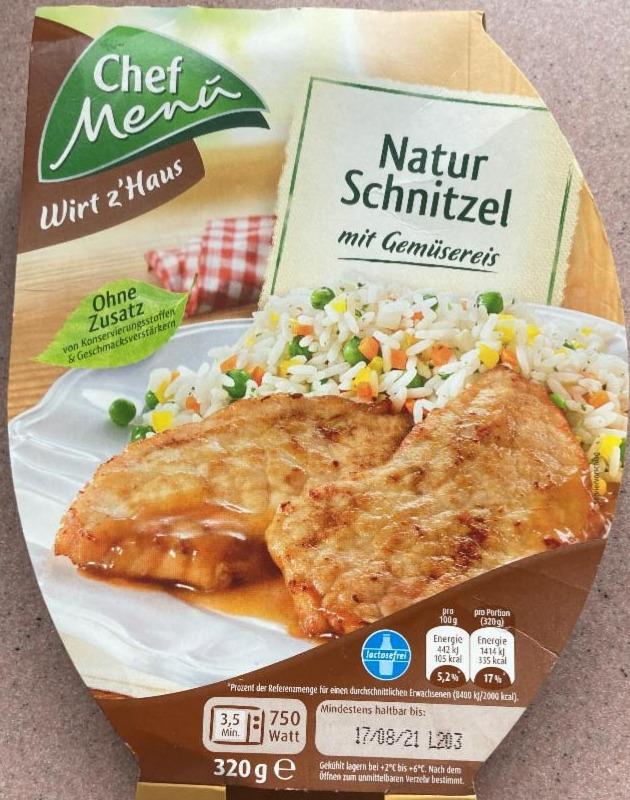 Fotografie - Natur Schnitzel mit Gemüsereis Chef Menü