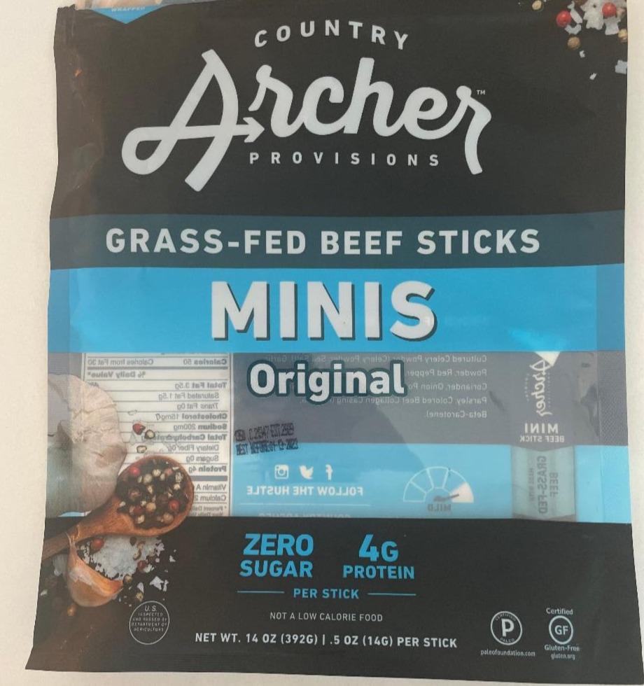Fotografie - Grass-Fed Original Minis Beef Sticks Country Archer