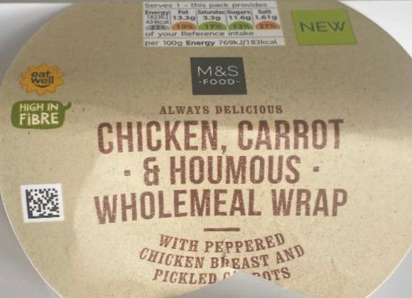 Fotografie - Chicken, Carrot & Houmous wholemeal wrap M&S Food