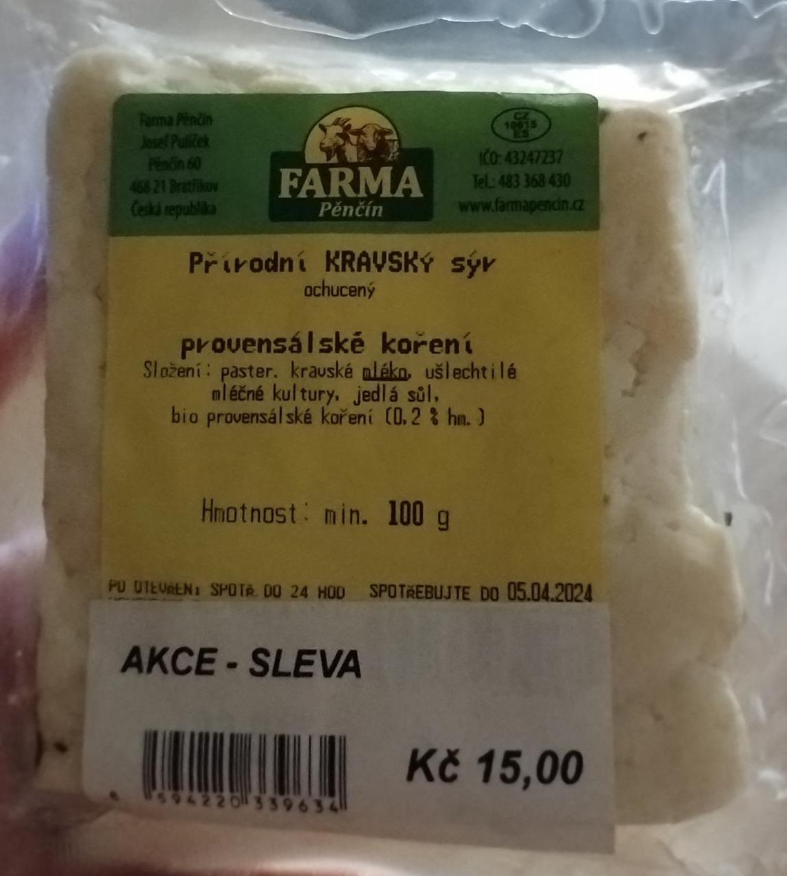Fotografie - Přírodní kravský sýr ochucený provensálské koření Farma Pěnčín
