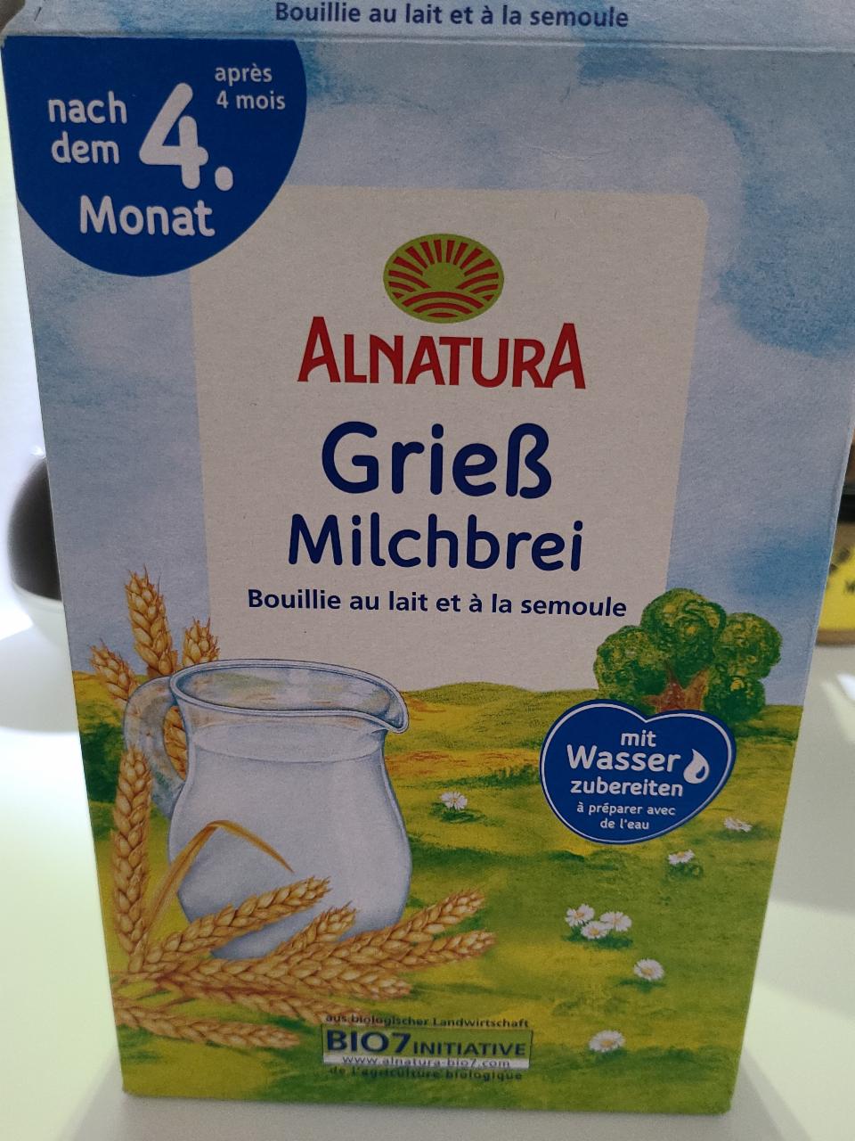 Fotografie - Bio Grieß Milchbrei mléčná kaše s krupicí Alnatura