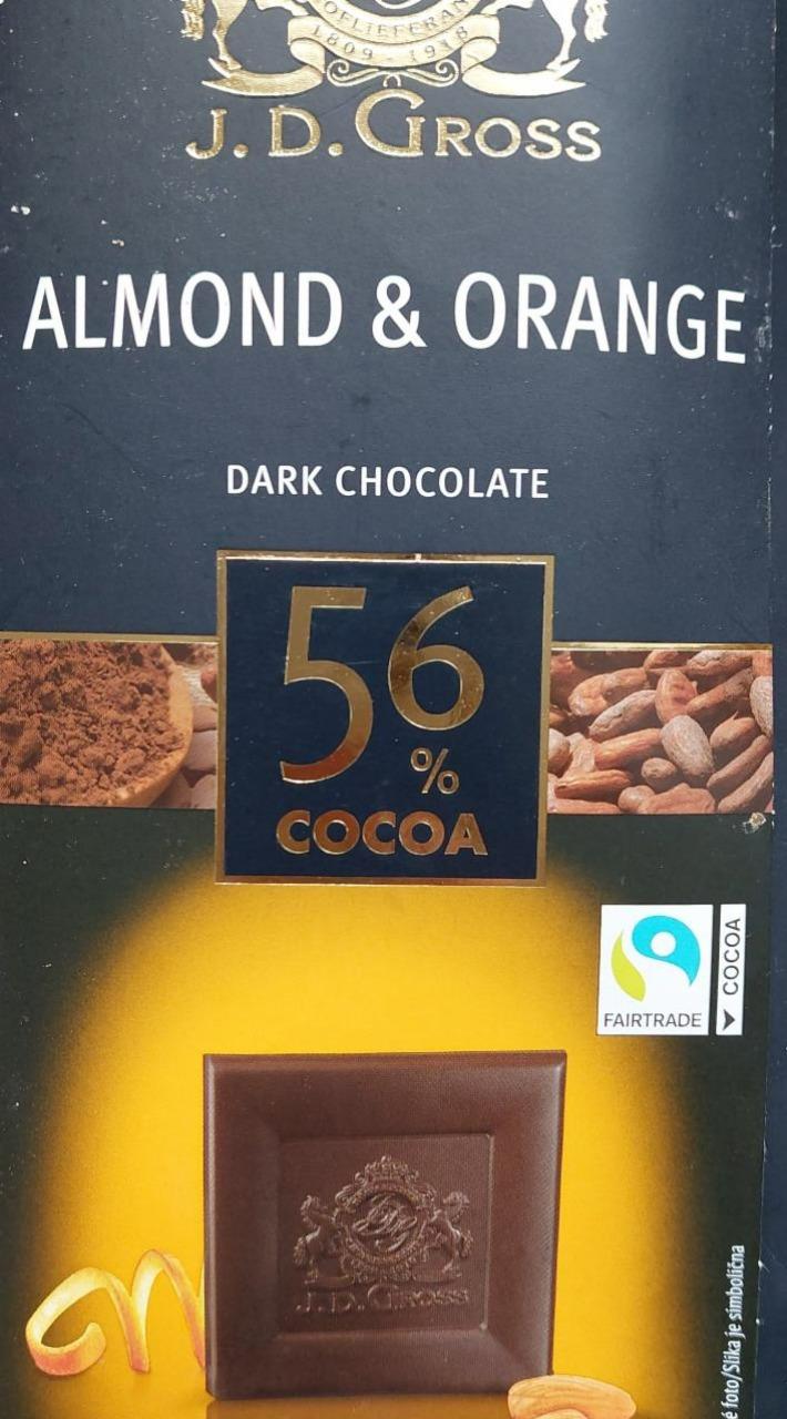 Fotografie - Dark chocolate 56% Almond & Orange J. D. Gross