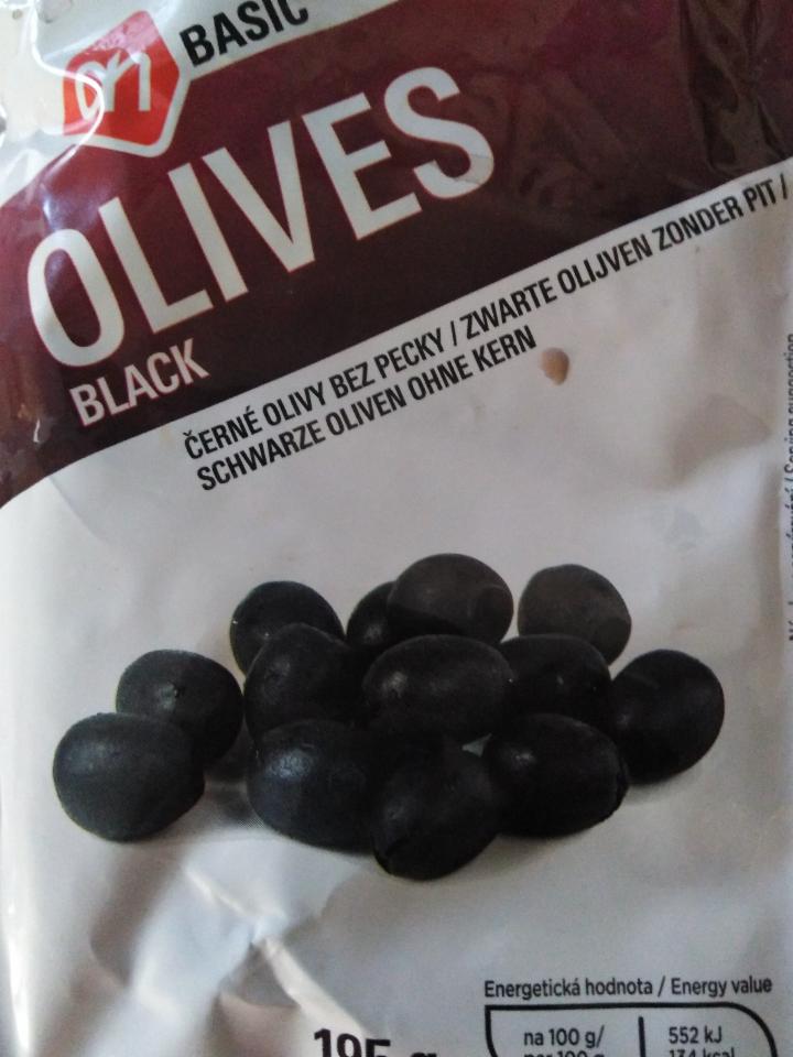 Fotografie - Olivy černé bez pecky ve slaném nálevu AH Basic
