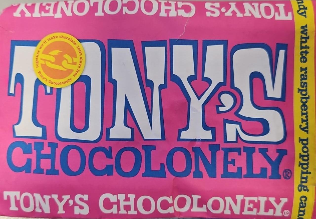 Fotografie - Bílá čokoláda s malinami a praskajícími kousky Tony's Chocolonely