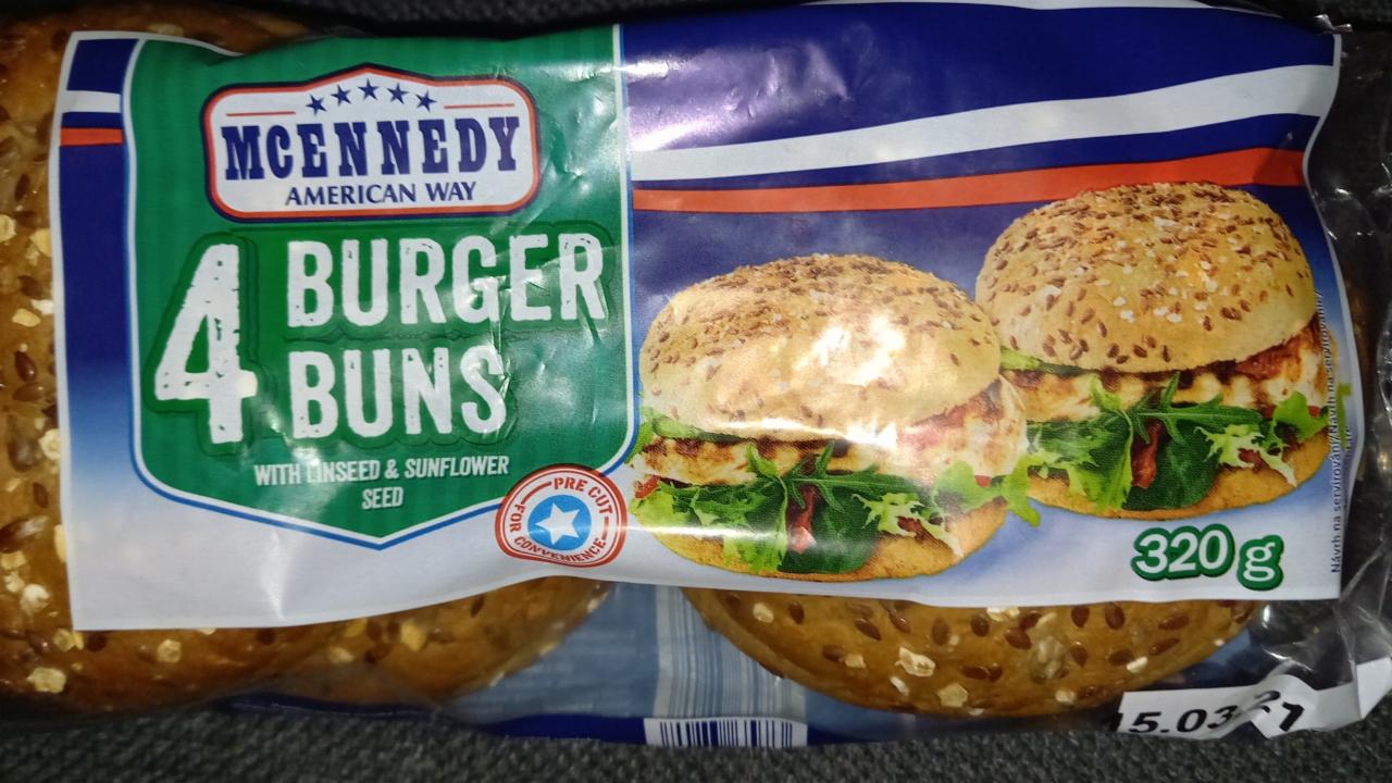 Fotografie - 4 Burger Buns with linseed & sunflower seed McEnnedy American Way