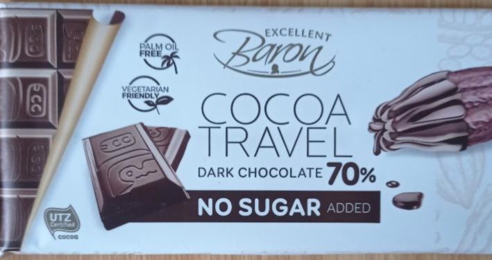 Fotografie - Cocoa travel Dark chocolate 70% no sugar added Baron Excellent