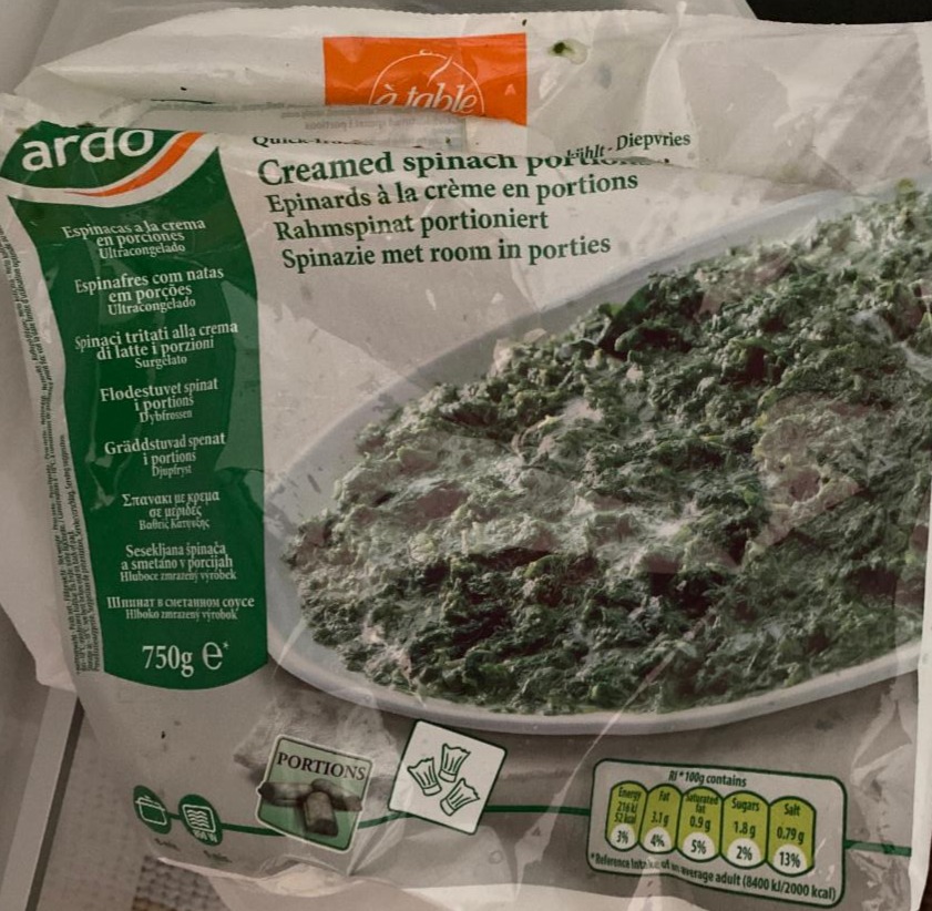 Fotografie - Creamed spinach portions Ardo